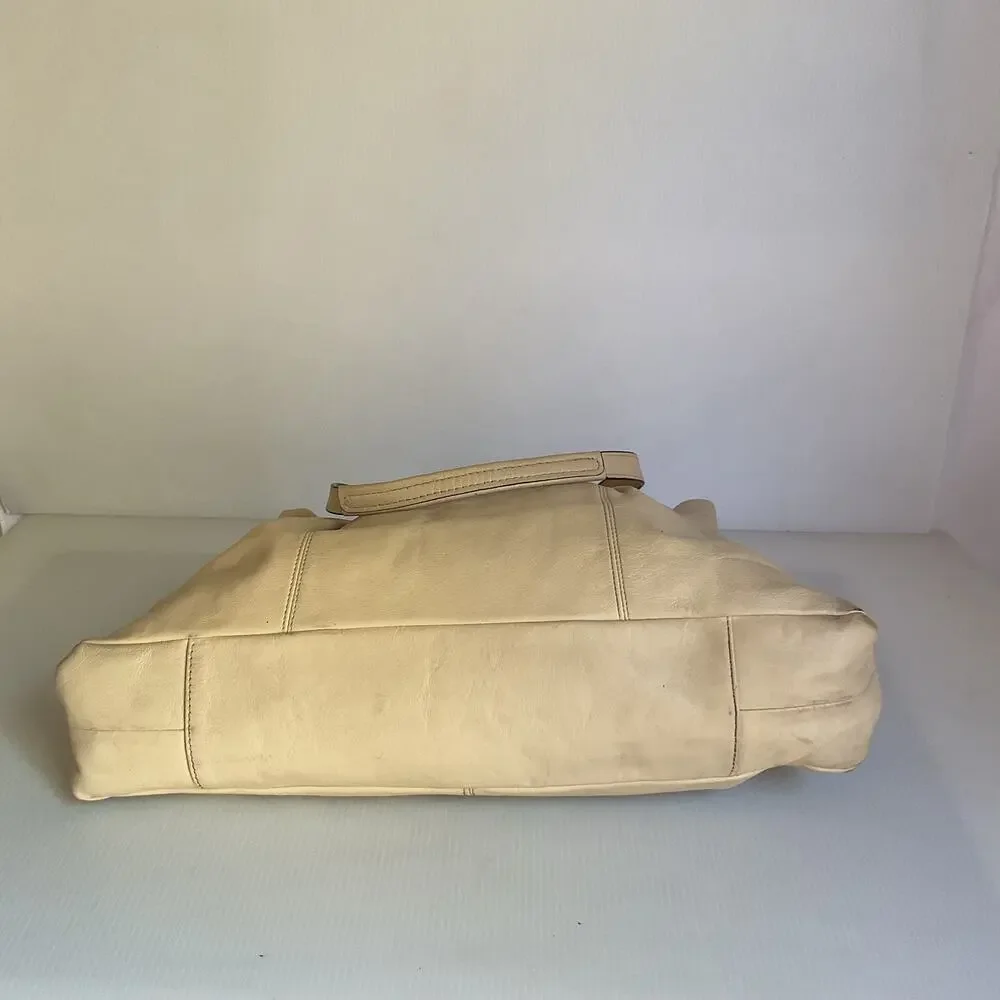 Coach Ashley F19243 Y2K Vintage Leather Satchel Shoulder Bag Ivory Cream Gold